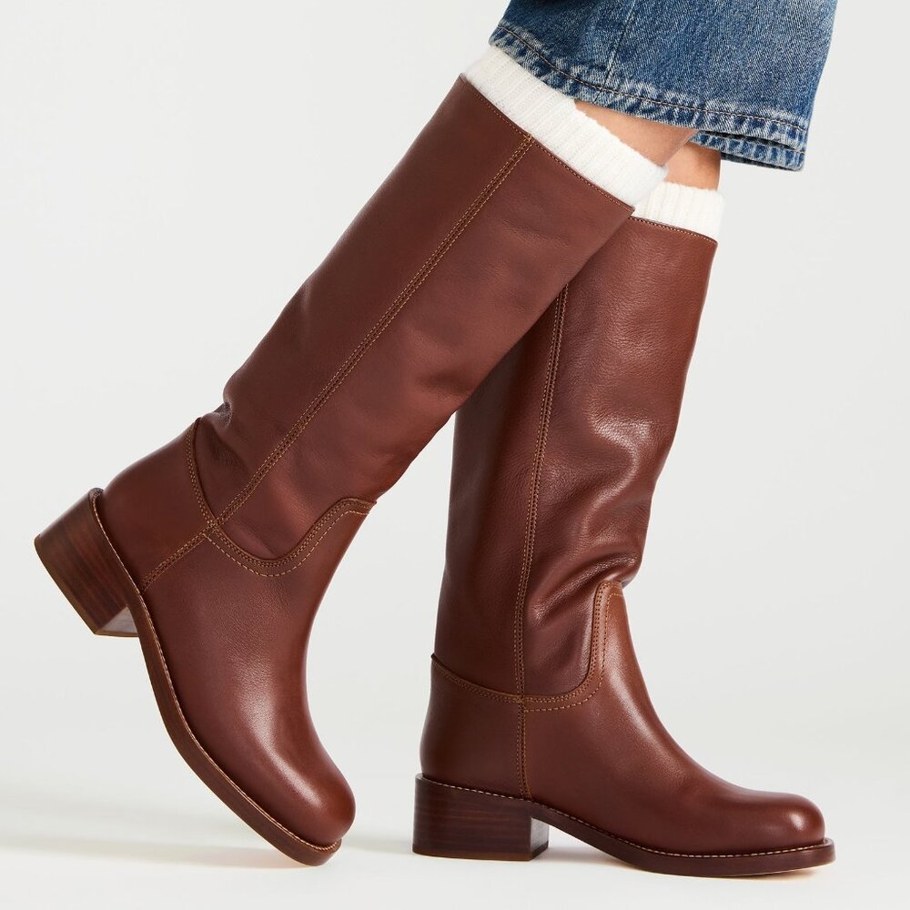 New Womens Size 8 Steve Madden RIGGS RUST LEATHER BOOTS square shoe fashion